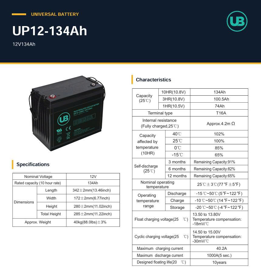 Ắc Quy Ub Agm 12v 134ah (up12 134ah)