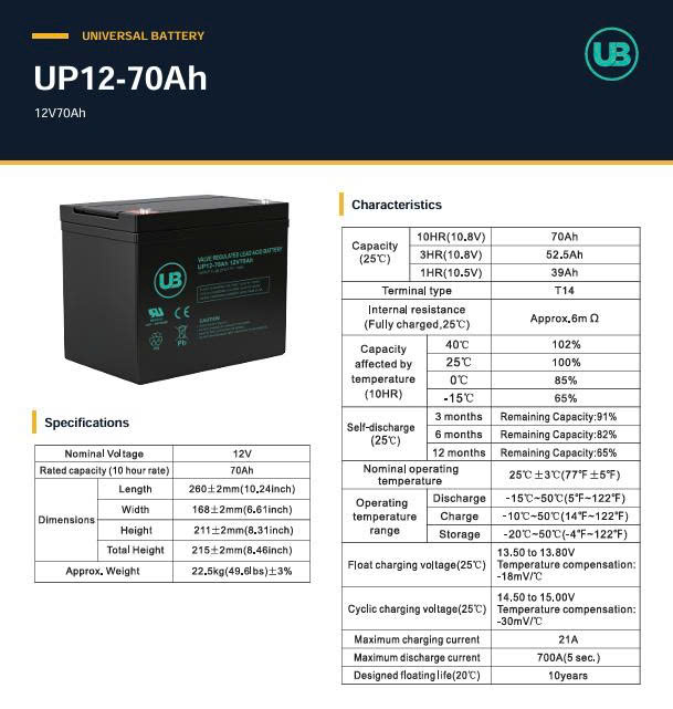 Ắc Quy Ub Agm 12v 70ah (up12 70ah)