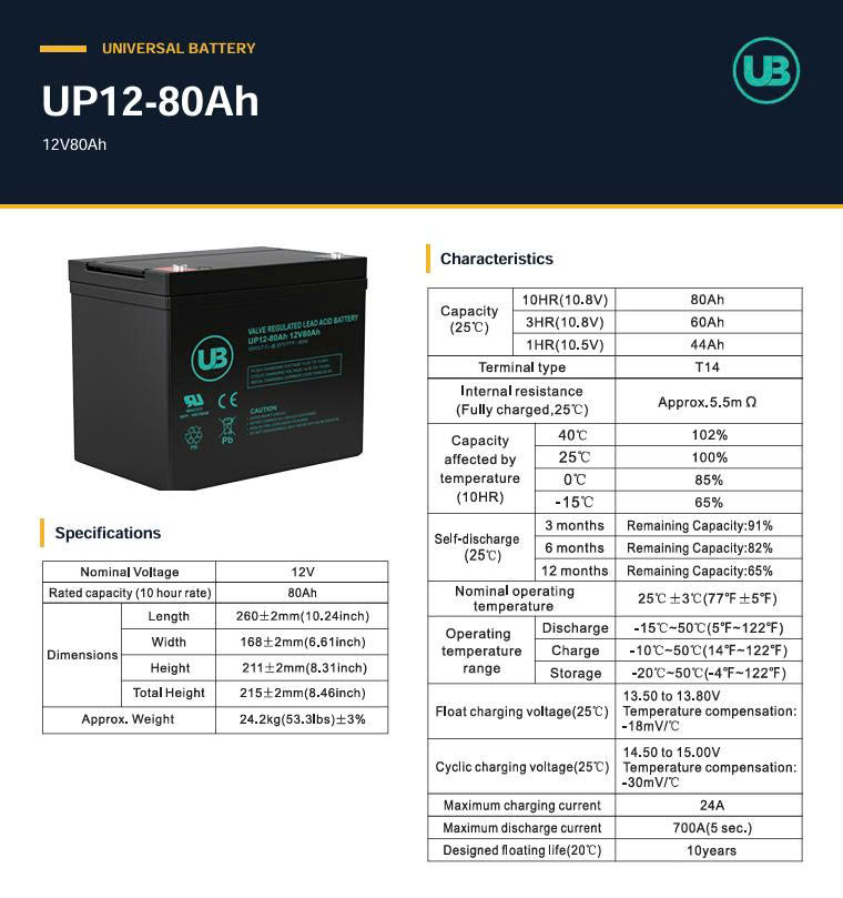 Ắc Quy Ub Agm 12v 80ah (up12 80ah)