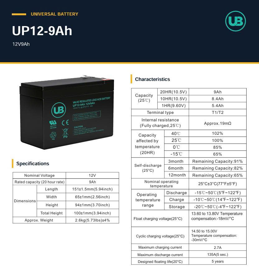 Ắc Quy Ub Agm 12v 9ah (up12 9ah)