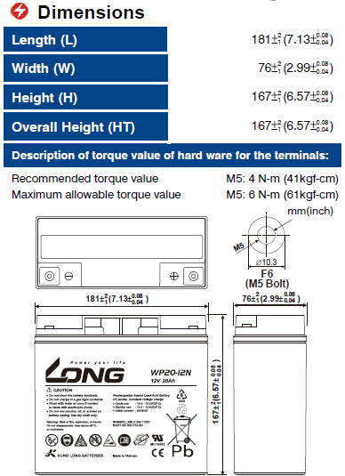 Ắc Quy Long Agm 12v20ah (wp20 12n)