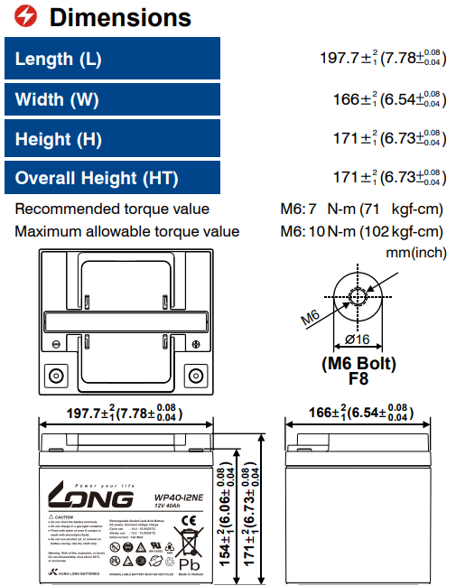 Ắc Quy Long Agm 12v40ah (wp40 12ne)
