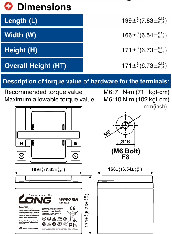 Ắc Quy Long Agm 12v50ah (wp50 12n)