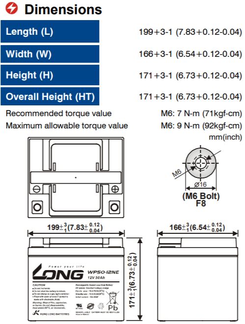 Ắc Quy Long Agm 12v50ah (wp50 12ne)