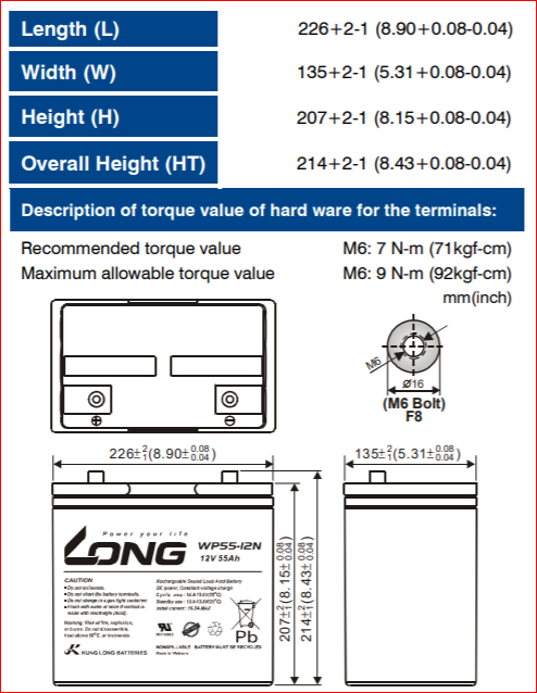 Ắc Quy Long Agm 12v55ah (wp55 12n)