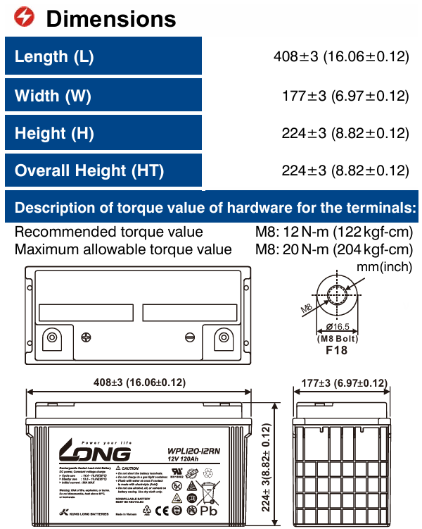Ắc Quy Long Agm 12v120ah (wpl120 12rn)