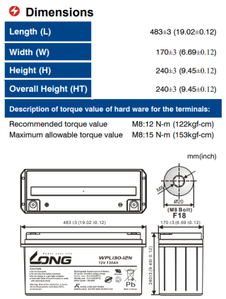 Ắc Quy Long Agm 12v130ah (wpl130 12n)